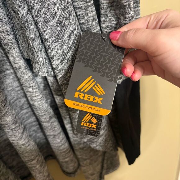 RBX Active Cardigan Heather Gray Black Long Sleeve Thumb Hole Large NWT - Picture 6 of 7